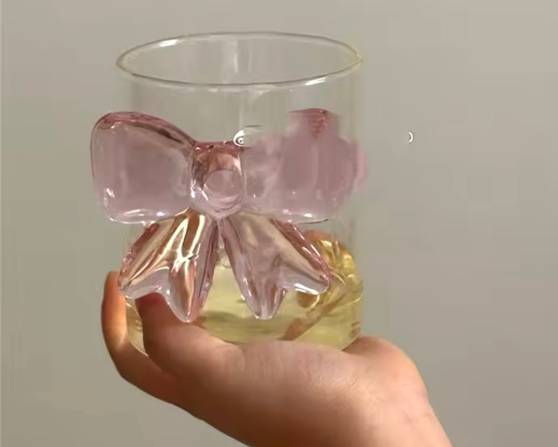 Champagne Pink Bow Glass