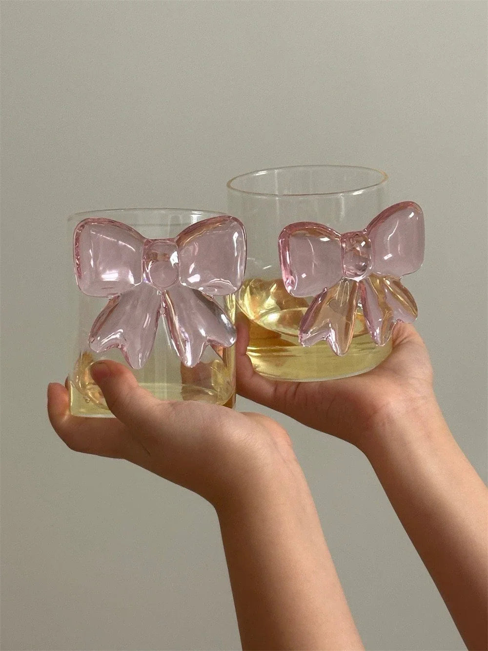 Champagne Pink Bow Glass