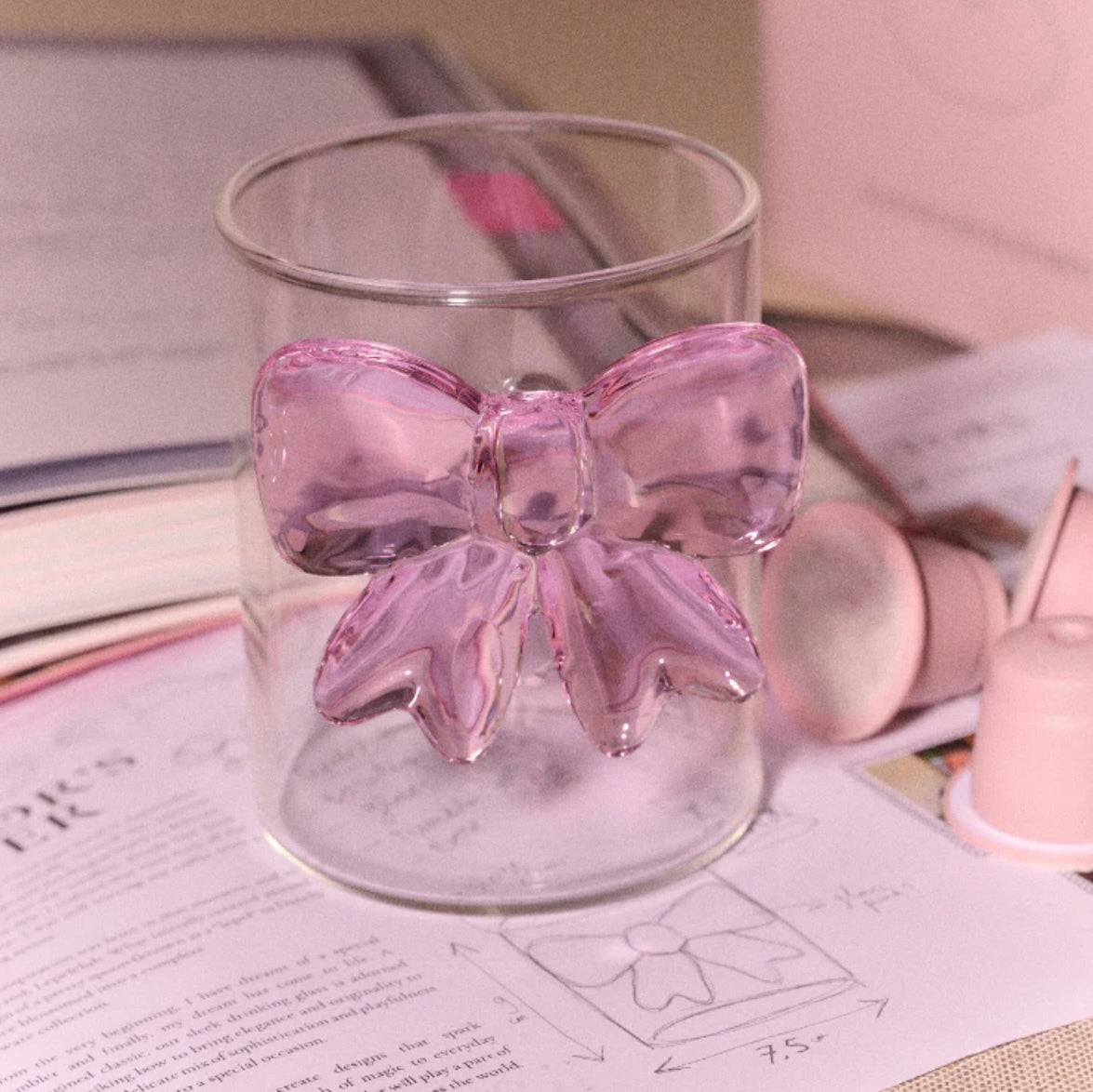 Champagne Pink Bow Glass